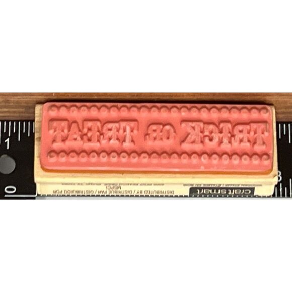 Halloween "Trick Or Treat" CraftSmart Wood mounted Rubber Stamp 409173 - Picture 4 of 4